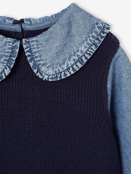 Pull col claudine lilas+marine+tomette - vertbaudet enfant 