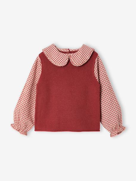 Pull col claudine lilas+marine+tomette - vertbaudet enfant 