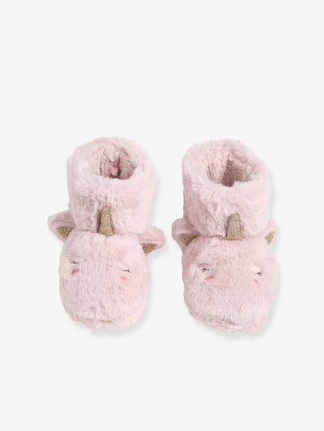 Chaussons montants enfant beige imprimé+rose - vertbaudet enfant 