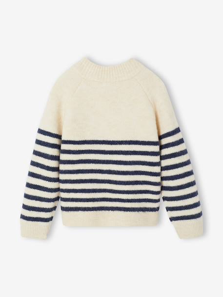 Pull fille écru+marine - vertbaudet enfant 