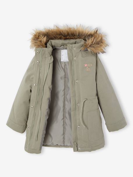 Parka fille 3 en 1 hiver à capuche DARK GREEN+kaki+noir+PURPLE DARK+sauge - vertbaudet enfant 