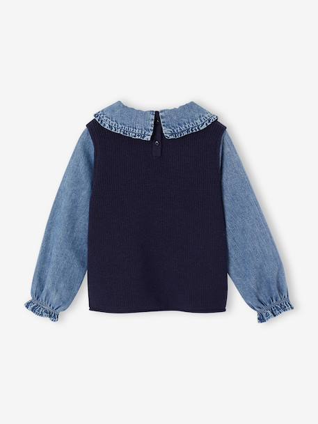 Pull col claudine lilas+marine+tomette - vertbaudet enfant 