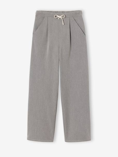 Meisjesbroek met krijtstreep gemêleerd grijs+marineblauw - vertbaudet enfant 