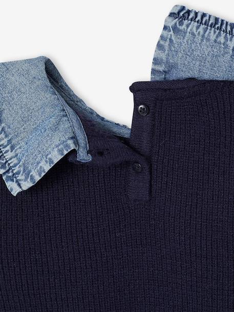 Pull col claudine lilas+marine+tomette - vertbaudet enfant 