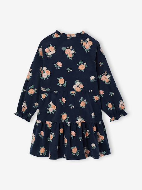 Robe fille manches longues bleu ardoise+camel - vertbaudet enfant 