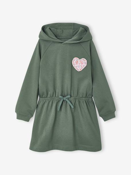 Robe courte à capuche fille gris chiné+marine+vert - vertbaudet enfant 