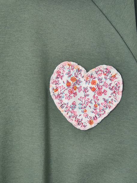 Korte sweatjurk met capuchon meisje gemêleerd grijs+groen+marineblauw - vertbaudet enfant 
