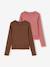 Lot de 2 T-shirts cropped manches longues fille chocolat+noir - vertbaudet enfant 