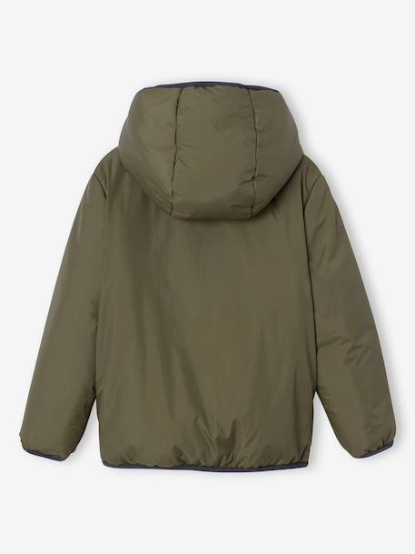 Blouson réversible réfléchissant garçon à capuche kaki - vertbaudet enfant 