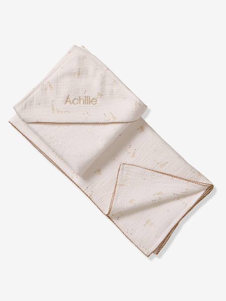 Coffret cape de bain et lange écru - vertbaudet enfant 