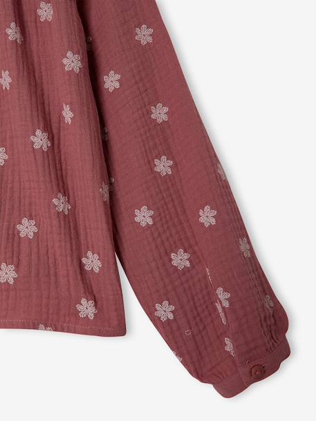 Chemise file gaze de coton imprimée personnalisable blanc imprimé+bleu chambray+écru+mauve - vertbaudet enfant 