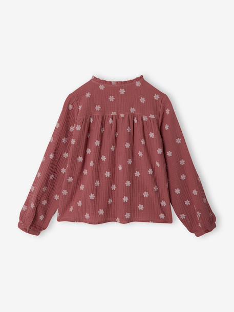 Chemise file gaze de coton imprimée personnalisable blanc imprimé+bleu chambray+écru+mauve - vertbaudet enfant 