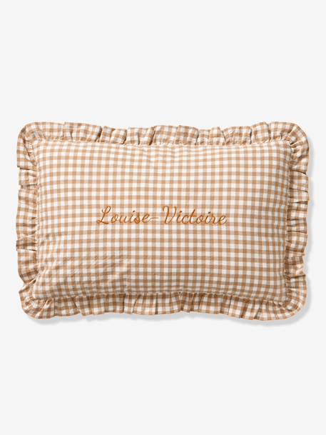 Coussin vichy personnalisable moka - vertbaudet enfant 