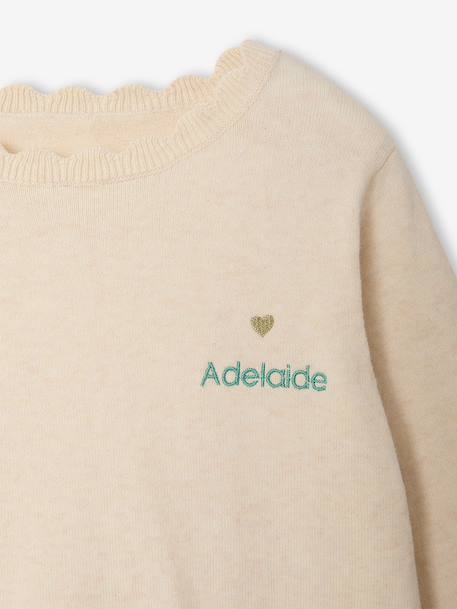 Pull fille personnalisable beige chiné+framboise+marine+pivoine+vert de gris - vertbaudet enfant 