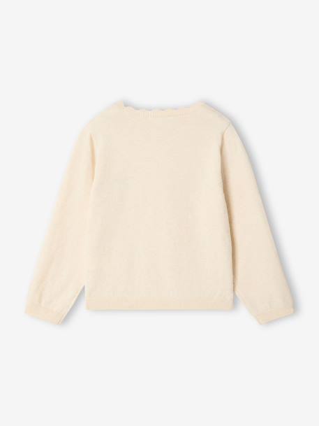 Pull fille personnalisable beige chiné+framboise+marine+pivoine+vert de gris - vertbaudet enfant 