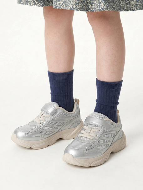 Meisjes sneakers met klittenbandsluiting zilver - vertbaudet enfant 