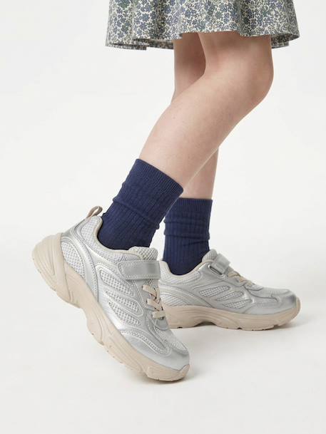 Meisjes sneakers met klittenbandsluiting zilver - vertbaudet enfant 