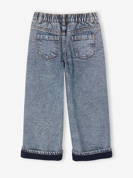 Wijde jeans met fleecevoering middenblauw - vertbaudet enfant 