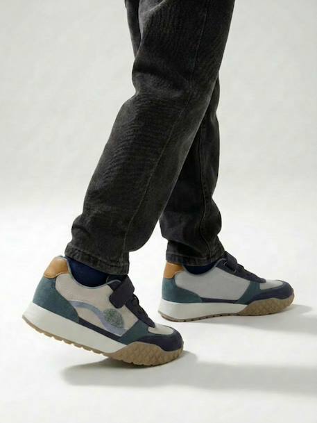 Baskets met elastische veters en klittenband voor kinderen, kleuterschoolcollectie veel blauw - vertbaudet enfant 