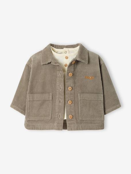 Ensemble surchemise et T-shirt bébé personnalisable kaki - vertbaudet enfant 