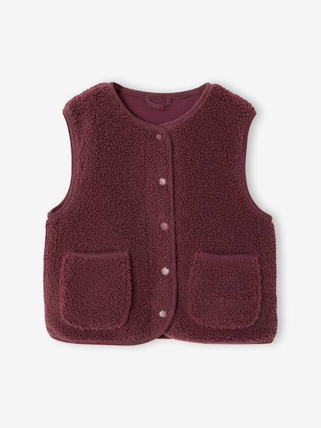 Fille-Manteau, veste-Gilet fille sans manches en sherpa 