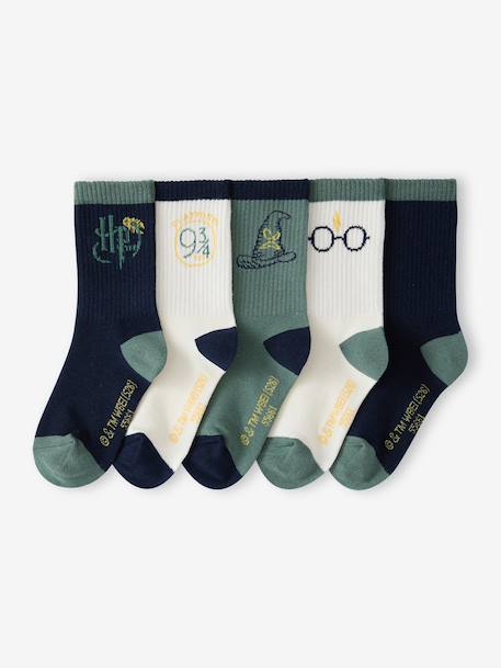 Set van 5 jongenssokken HARRY POTTER smaragdgroen - vertbaudet enfant 