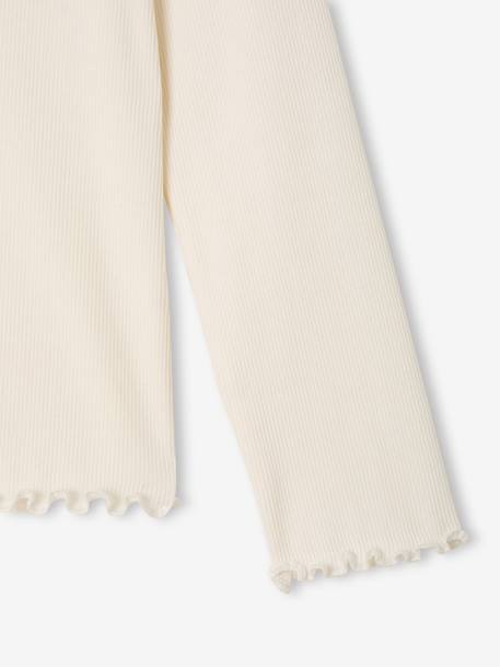 Meisjescolshirt met opstaande kraag ecru+oudroze - vertbaudet enfant 