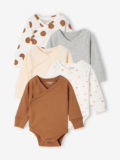 Lot de 5 bodies bébé garçon manches longues caramel - vertbaudet enfant 