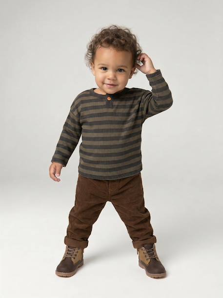 Corduroy babybroek grijsblauw+karamel+korstmos+marron - vertbaudet enfant 
