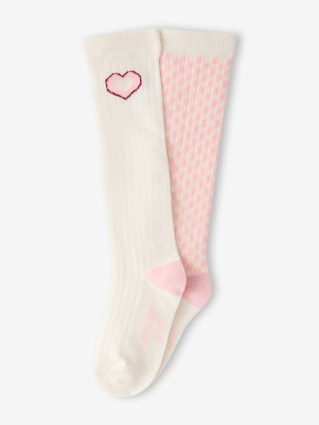 Lot de 2 chaussettes hautes fille rose bonbon - vertbaudet enfant 