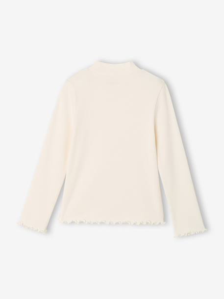 Sous-pull fille col cheminée écru+vieux rose - vertbaudet enfant 