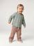 Wijde fluwelen broek met gebloede riem voor baby's beige+oudroze - vertbaudet enfant 