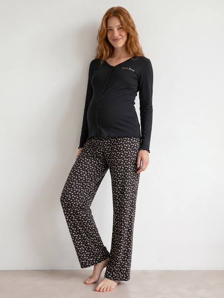 Pyjama 2 pièces allaitement anthracite+bleu nuit - vertbaudet enfant 