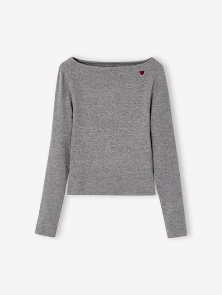 Lot de 2 t-shirts en côtes fille bordeaux+gris chiné+vert anglais - vertbaudet enfant 