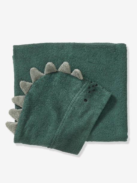 Serviette à capuche en coton vert anglais - vertbaudet enfant 