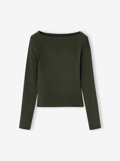 Lot de 2 t-shirts en côtes fille bordeaux+gris chiné+vert anglais - vertbaudet enfant 