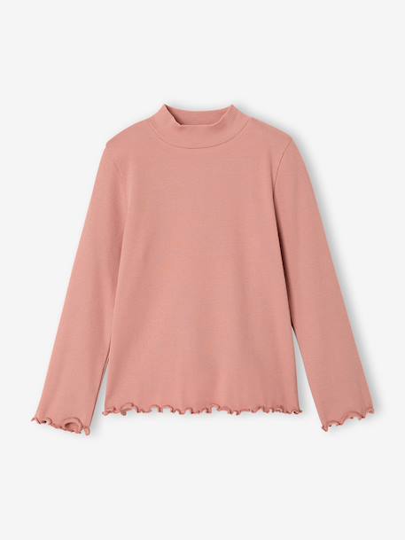Sous-pull fille col cheminée écru+vieux rose - vertbaudet enfant 