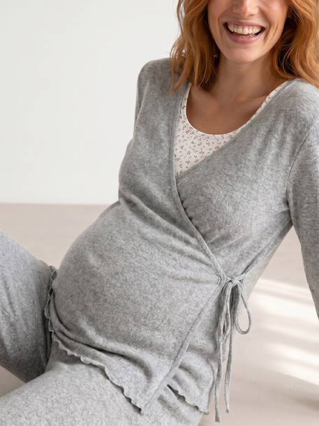 Pyjama grossesse et allaitement 3 pièces gris chiné - vertbaudet enfant 