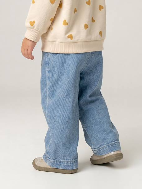 Jean large bébé avec ceinture à nouer denim brut+stone - vertbaudet enfant 