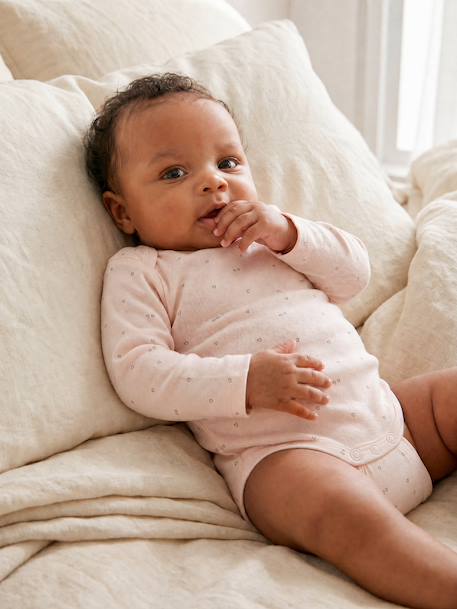 Set van 3 babyrompers met lange mouwen lichtroze - vertbaudet enfant 