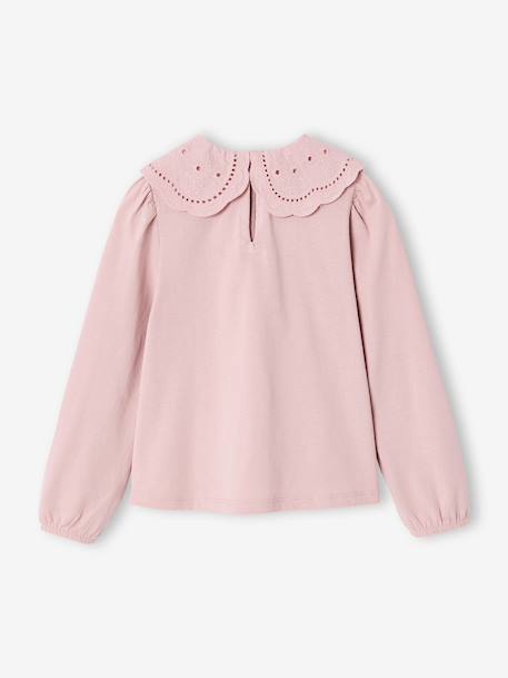 T-shirt manches longues fille écru+rose pâle - vertbaudet enfant 