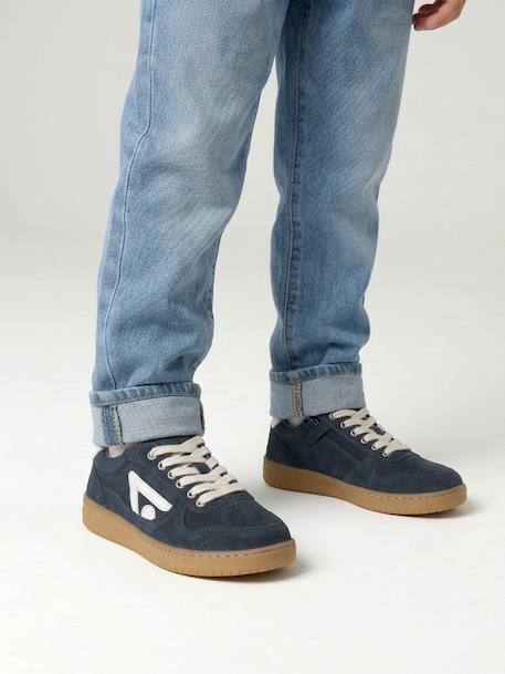 Jongens leren sneakers marineblauw - vertbaudet enfant 