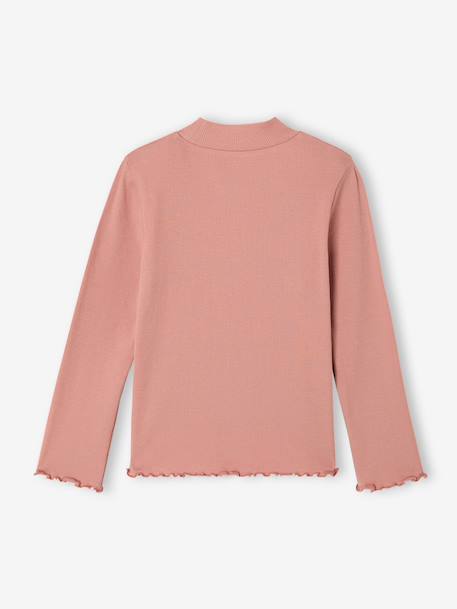 Meisjescolshirt met opstaande kraag ecru+oudroze - vertbaudet enfant 