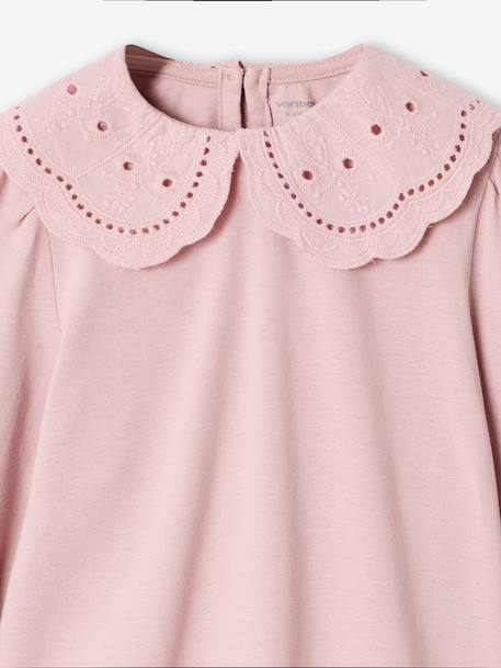 T-shirt manches longues fille écru+rose pâle - vertbaudet enfant 
