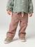 Wijde fluwelen broek met gebloede riem voor baby's beige+oudroze - vertbaudet enfant 