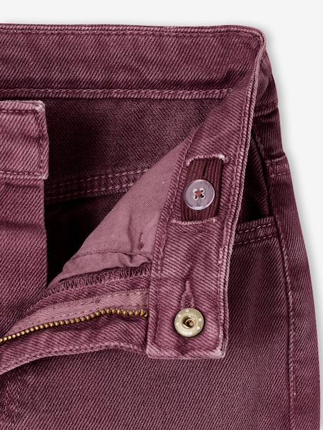 Geborduurde mom fit voor meisjes groengrijs+pruim+roze (poederkleur) - vertbaudet enfant 