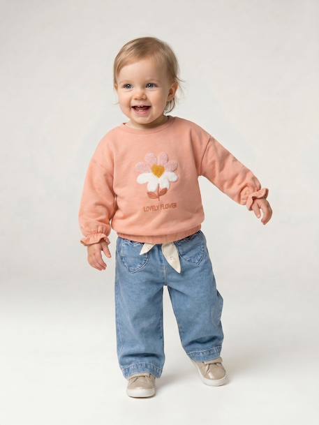 Sweat bébé fille manches longues abricot - vertbaudet enfant 