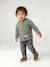 Gestreept T-shirt met capuchon jongensbaby groen+ijsblauw+terracottategel+zandbeige - vertbaudet enfant 