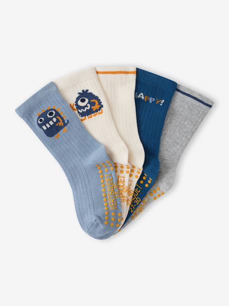 Lot de 5 chaussettes garçon bleu grisé - vertbaudet enfant 