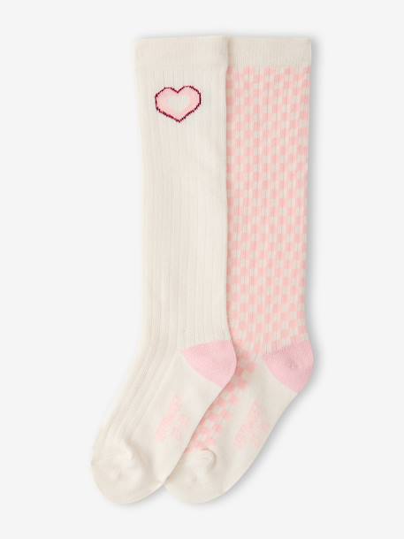 Lot de 2 chaussettes hautes fille rose bonbon - vertbaudet enfant 